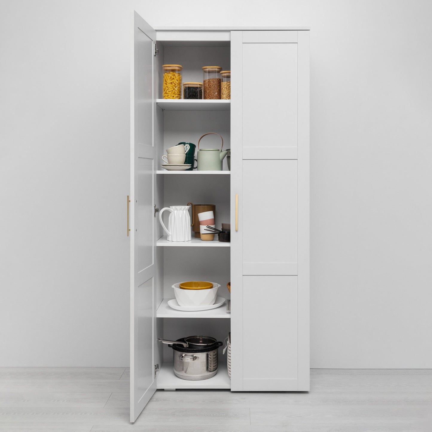 STOCKHOLM STORAGE CUPBOARD HAMPTONS - WHITE - SQUARE BRASS