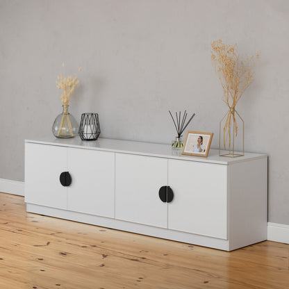 BUCHAREST TV UNIT- WHITE - SLIM - HALF MOON BLACK