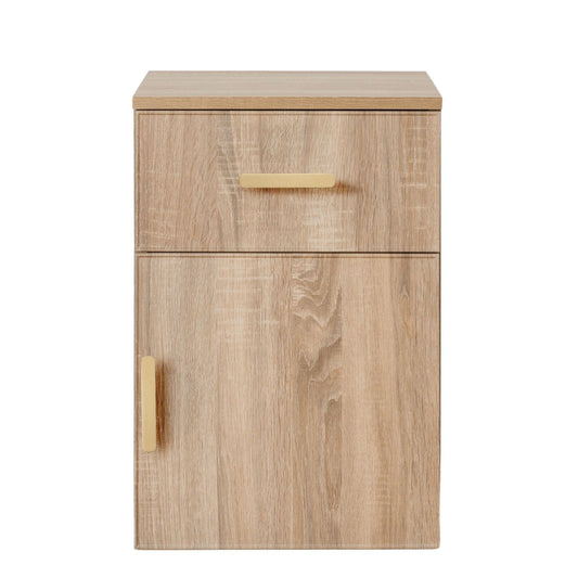 PORTO BEDSIDE TABLE - NATURAL OAK - SLIM - OVAL BRASS