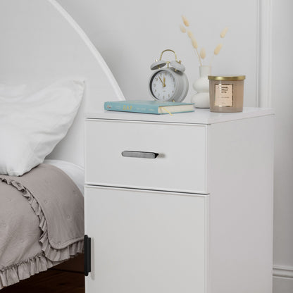 PORTO BEDSIDE TABLE - WHITE - SLIM - OVAL BLACK