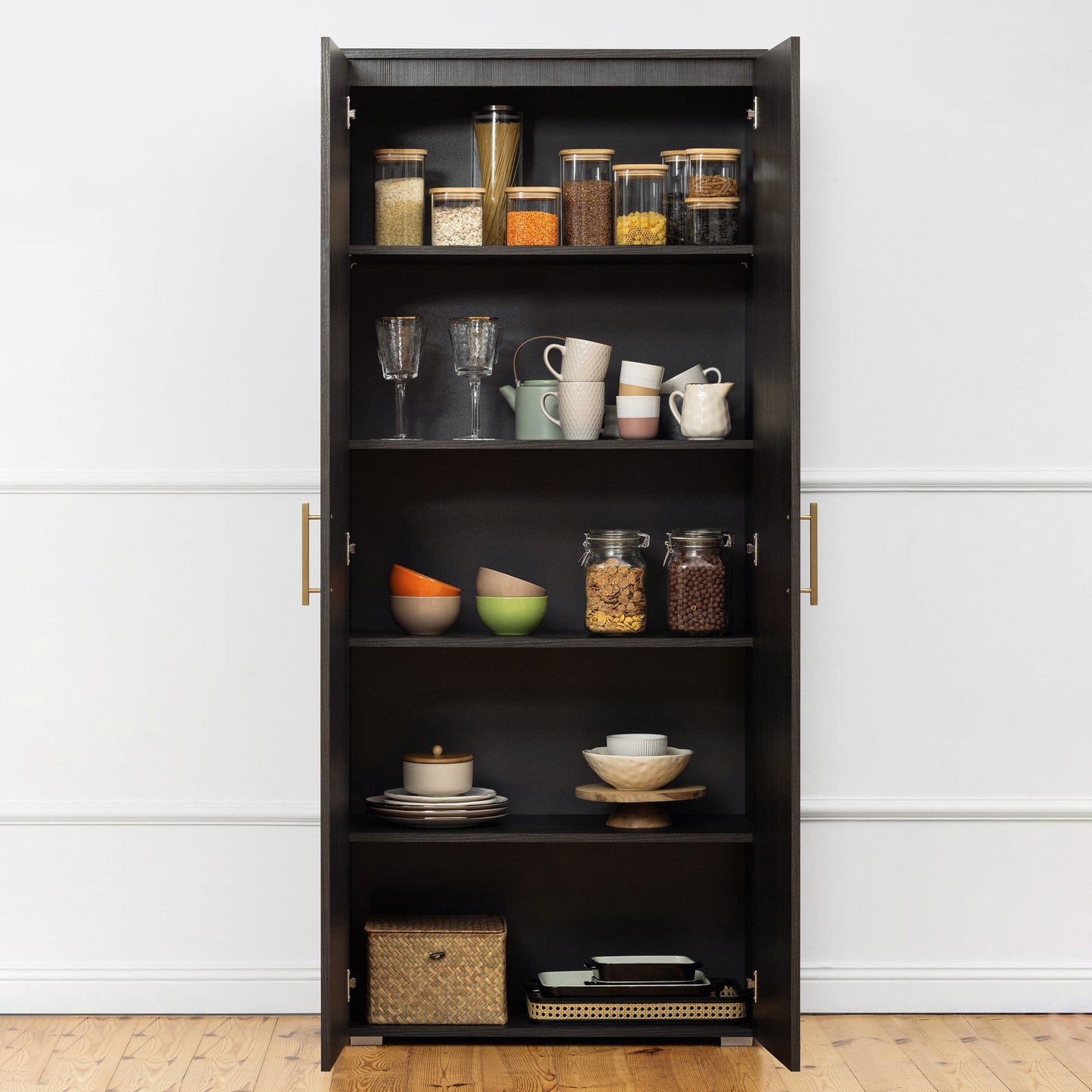 STOCKHOLM STORAGE CUPBOARD CLASSIC - NORDIC ASH - SQUARE BRASS