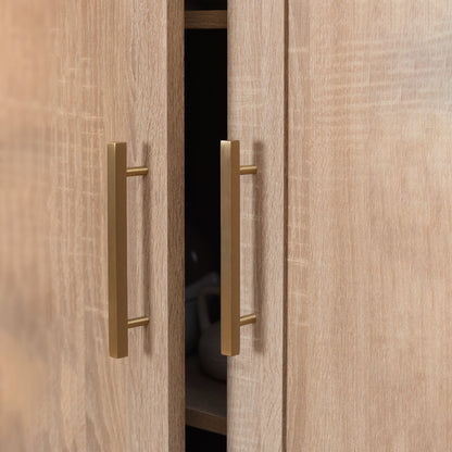 STOCKHOLM STORAGE CUPBOARD HAMPTONS - NATURAL OAK - SQUARE BRASS