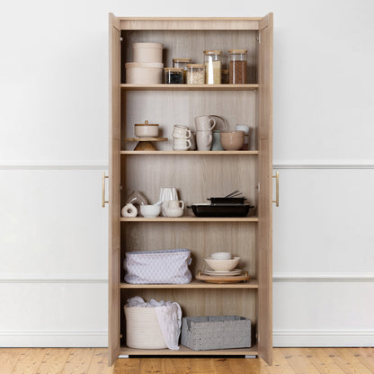 STOCKHOLM STORAGE CUPBOARD HAMPTONS - NATURAL OAK - SQUARE BRASS