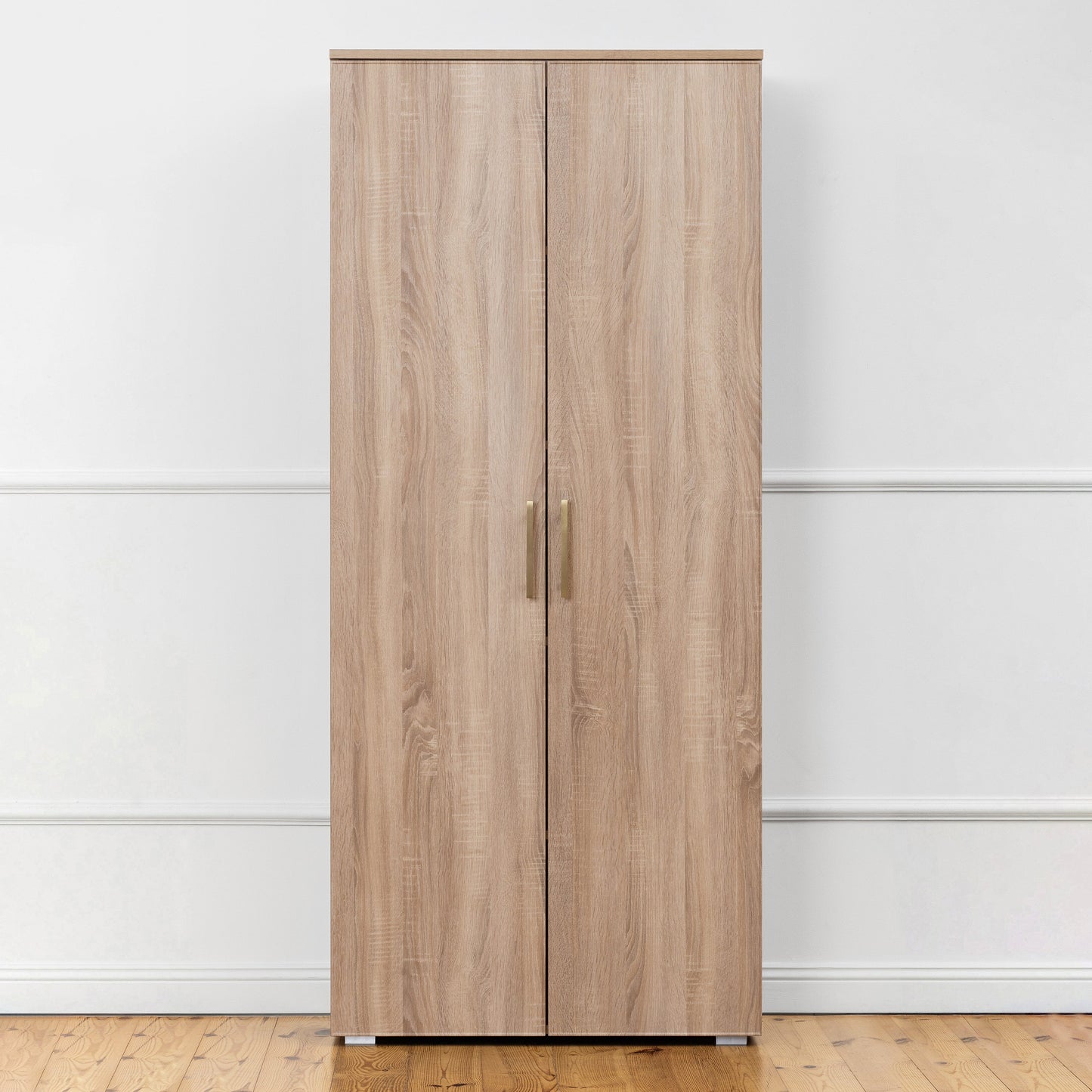 STOCKHOLM STORAGE CUPBOARD SLIM - NATURAL OAK - SQUARE BRASS