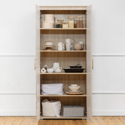 STOCKHOLM STORAGE CUPBOARD SLIM - NATURAL OAK - SQUARE BRASS