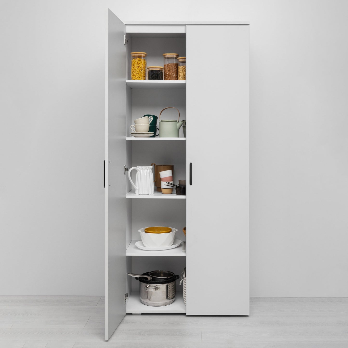 STOCKHOLM STORAGE CUPBOARD SLIM - WHITE - OVAL BLACK