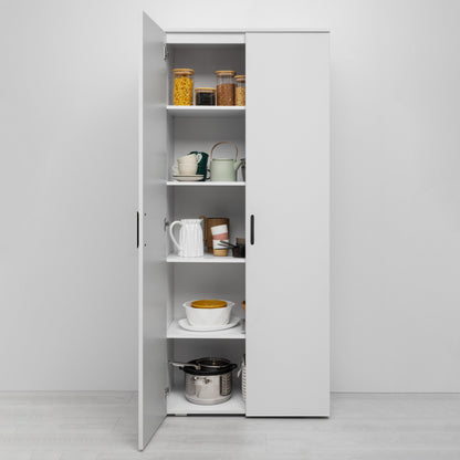 STOCKHOLM STORAGE CUPBOARD SLIM - WHITE - OVAL BLACK