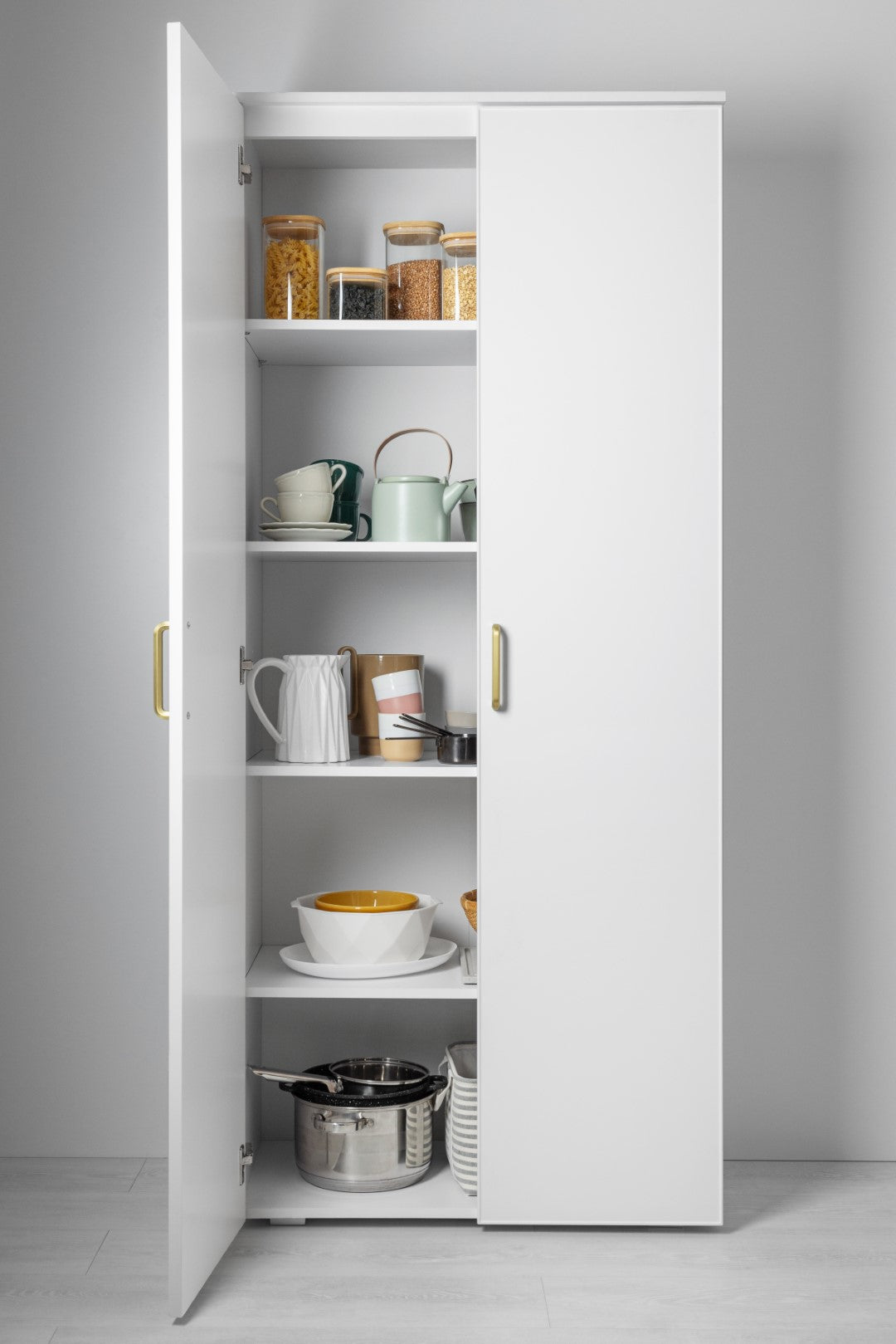 STOCKHOLM UNIVERSAL STORAGE CUPBOARD - SLIM SHAKER PANEL - HEX GOLD HANDLE