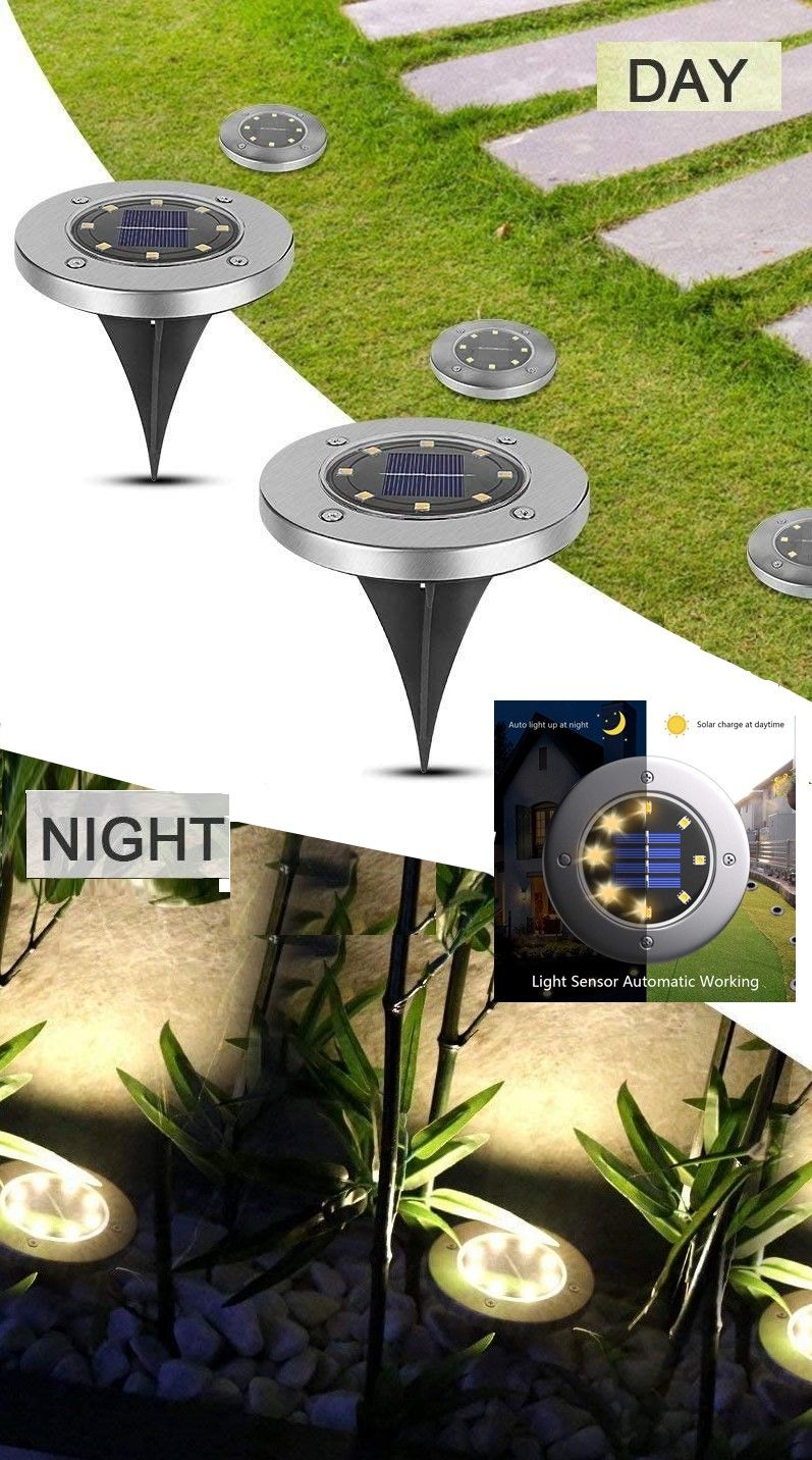 8 Pack LED Solar Pathway Lights Outdoor Solar Ground Lights (Warm White)