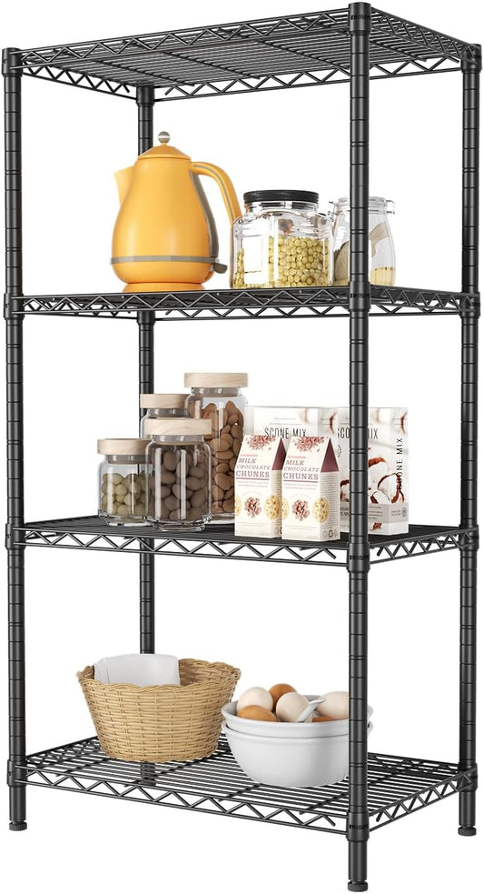 CARLA HOME 4-Tier Adjustable Metal Storage Shelves Wire Rack Organizer for Kitchen, Pantry, Bathroom or Laundry Room (60cm W x 40cm D x 126cm H)