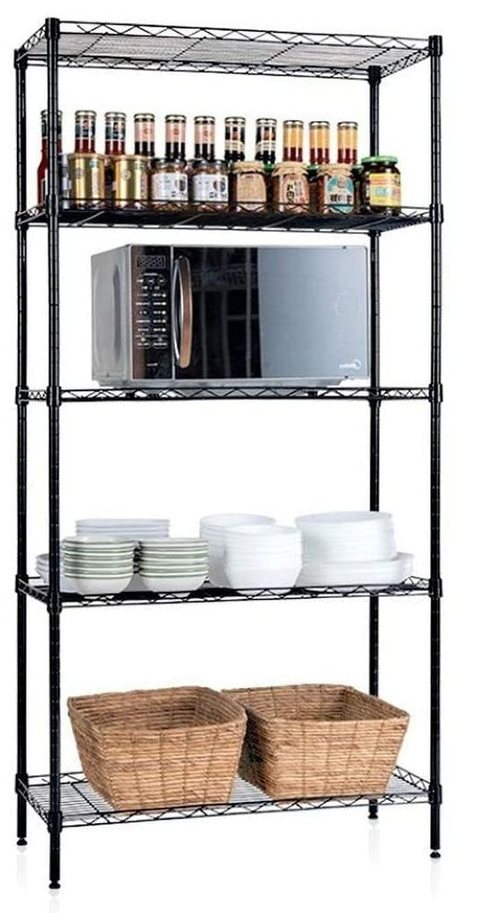 CARLA HOME 5-Tier Adjustable Metal Storage Shelves Wire Rack Organizer for Kitchen, Pantry, Bathroom or Laundry Room (60cm W x 40cm D x 145cm H)