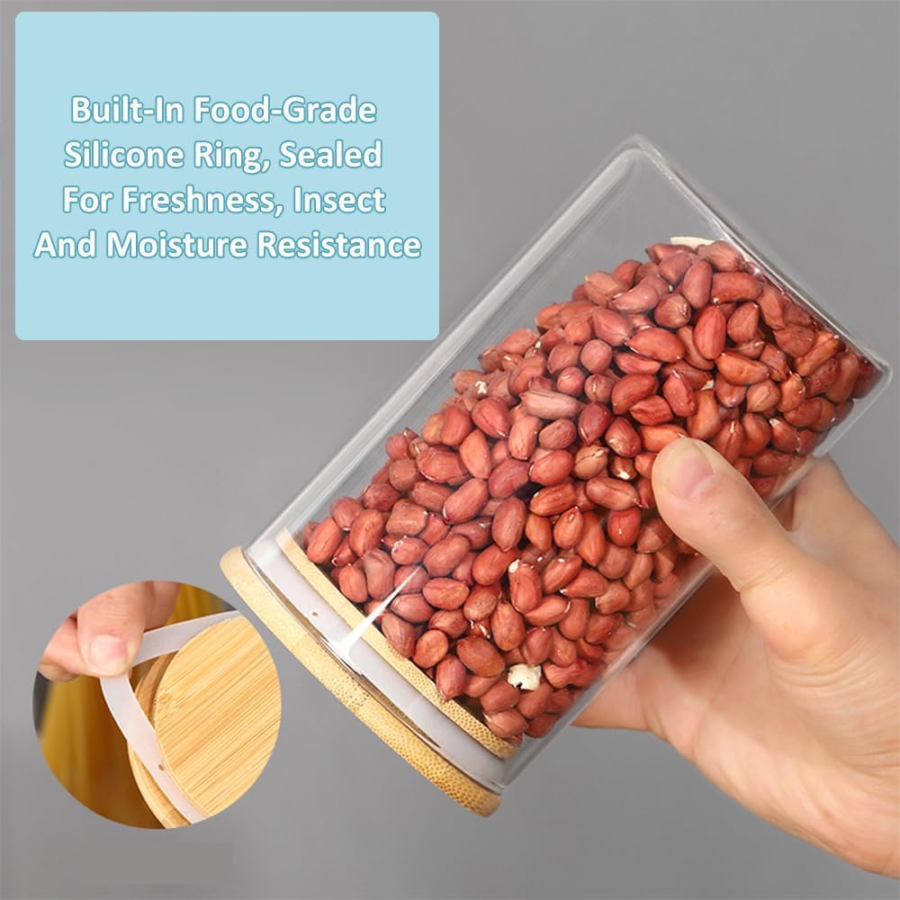 CARLA HOME 12 Pack Glass Storage Jars with Bamboo Lids for Kitchen Pantry, Pasta, Snacks, Cookies, Candy & More