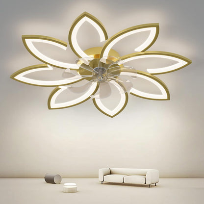 Modern Ceiling Light Fan, Low Profile, 6 Wind Speed, 3 Color (90cm, Gold)