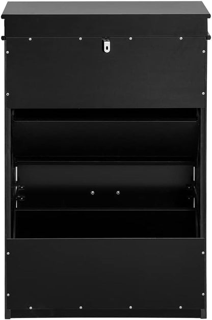 Shoe Cabinet 2 Drawers Storage Cupboard Black