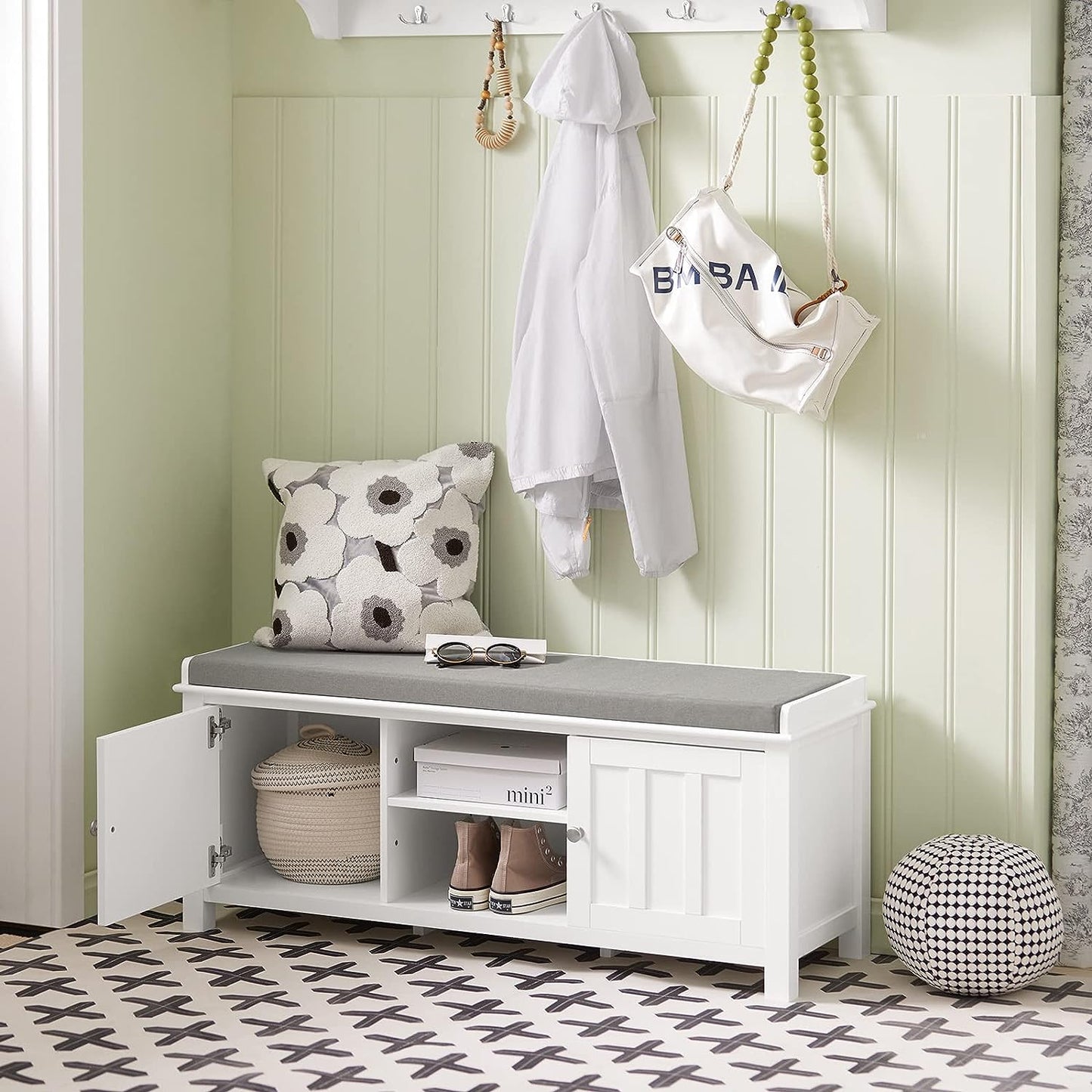 Shoe Cabinet Bench, White