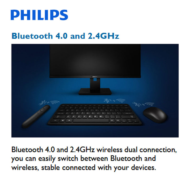 Philips Wireless Compact Keyboard BT 2.4Ghz Bluetooth Multi Device SPK6624