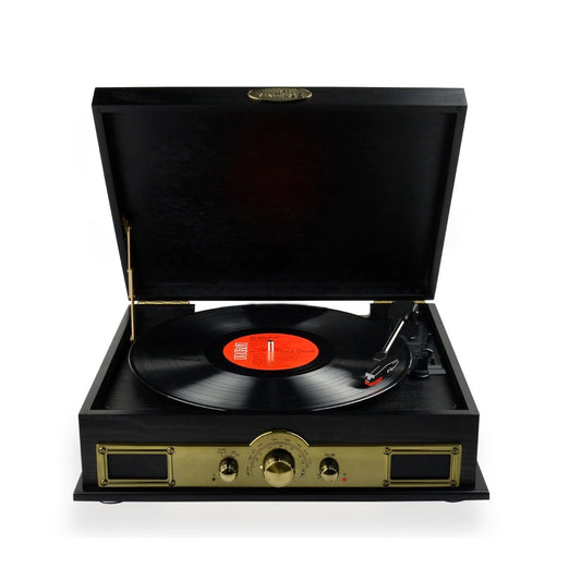 mbeat Vintage Wood Turntable with Bluetooth Speaker, AM/FM Radio