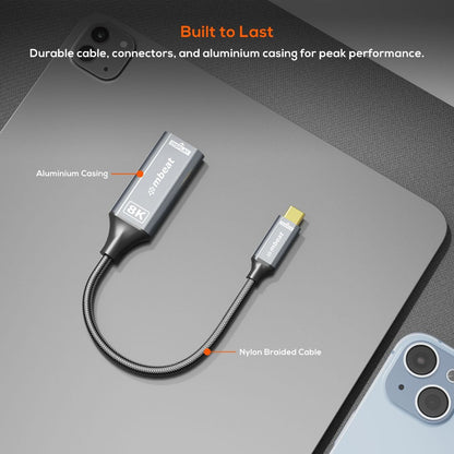 mbeat Tough Link 8K USB-C to HDMI Adapter - Space Grey