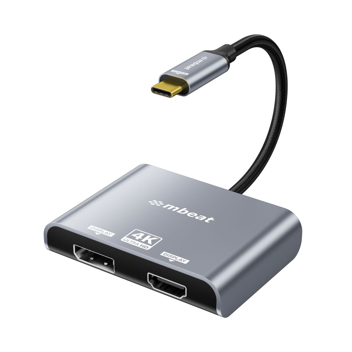 mbeat Tough Link USB-C to DP&HDMI Dual 4K/60Hz MST Adapter - Space Grey