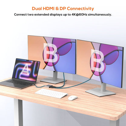 mbeat Tough Link USB-C to DP&HDMI Dual 4K/60Hz MST Adapter - Space Grey