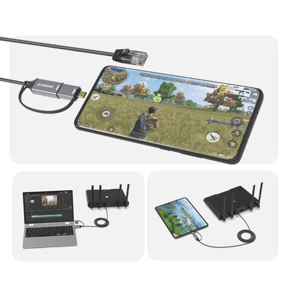 mbeat Tough Link 2m USB & USB-C to RJ45 Ethernet Cable - Space Grey