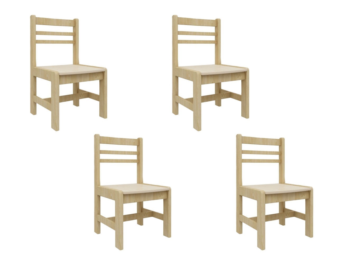 Jooyes Kids Birch Toddler Chair - H28cm 4 Pack