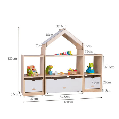 Jooyes Kids Room Divider Bookcase Display Unit With Drawer