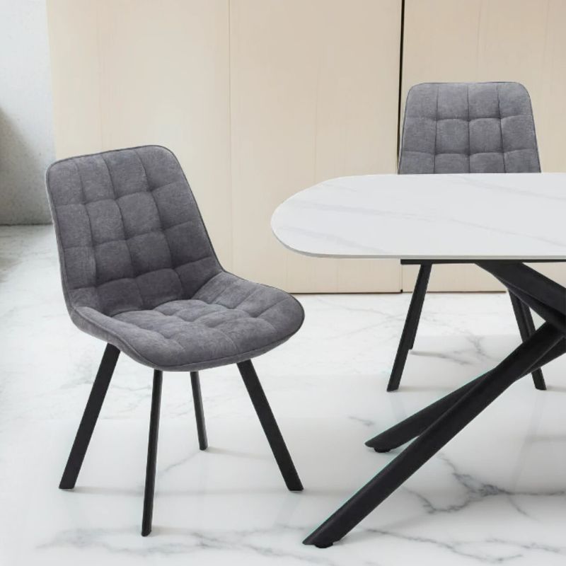 4PCS Neo Softy Dark Grey Fabric Dining Chairs