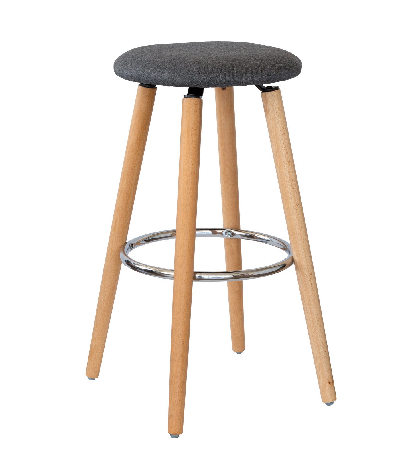 2 Cotton/Steel Modern Padded Barstools (Grey/Wood)