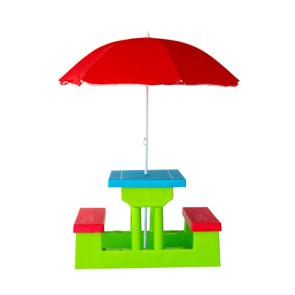 Durable Kids Picnic Table Set with Umbrella