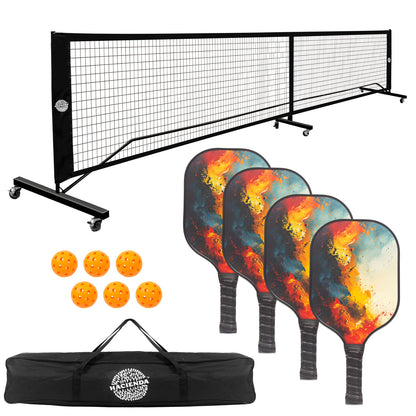 Pickleball Set with 4 Paddles, 6 Balls, Net, and Carry Bag