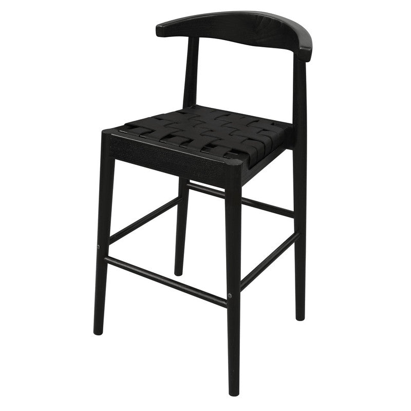 Elliot Leather Kitchen Counter Stool (Black)