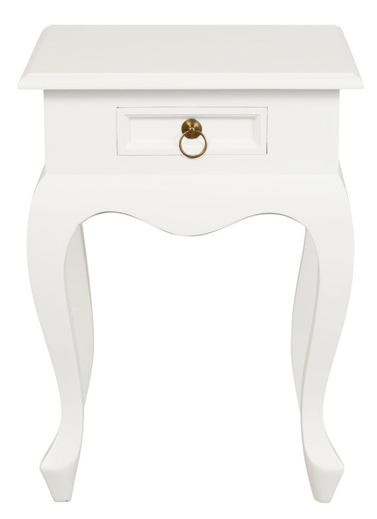 Queen Anne 1 Drawer Lamp Table (White)