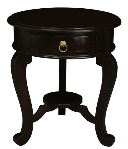 Round Cabriole Leg 1 Drawer Lamp Table (Chocolate)