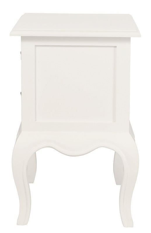 French Provincial 2 Drawer Side Table (White)