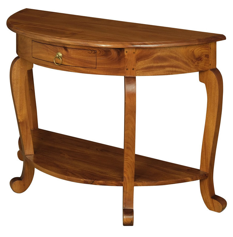 Emilie Cabriole Leg 1 Drawer Half Round Entry Table - Light Pecan