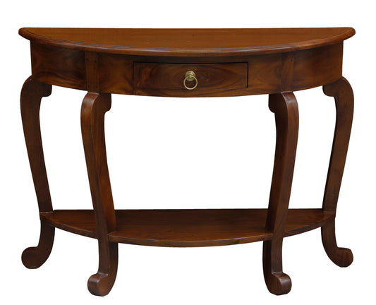 Emilie Cabriole Leg 1 Drawer Half Round Entry Table - Mahogany