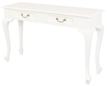 Queen Ann 2 Drawer Sofa Table (White)