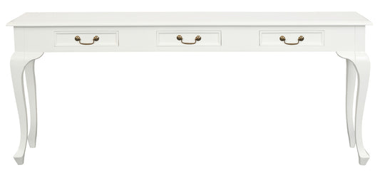 Queen Anne 3 Drawer Sofa Table - White