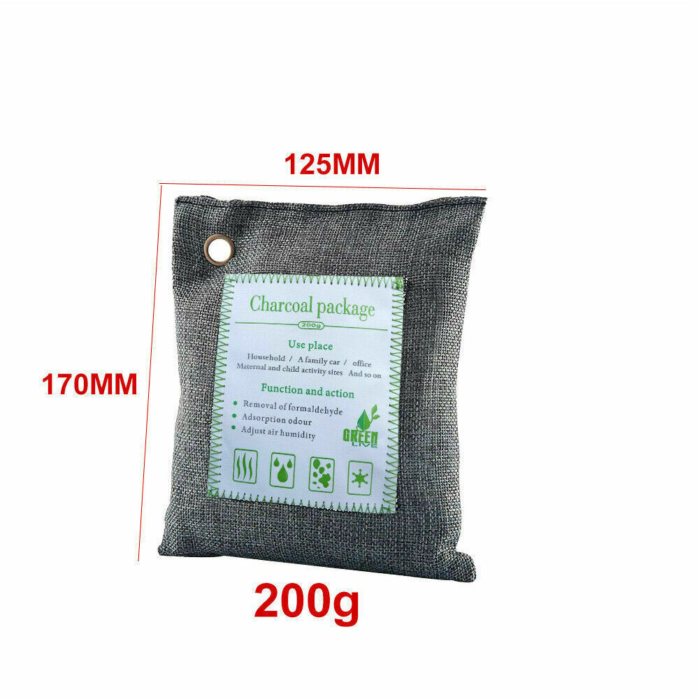 5PCS Air Purifying Bags Activated Bamboo Charcoal Freshener for Car Home Shoes 200g