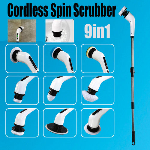 9in1 Electric Spin Scrubber Turbo Scrub Cleaning Brush Cordless Chargeable Tool