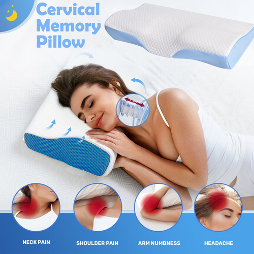 Derila Cervical Memory Foam Contour Pillow | Neck, Back Support, Anti Snore