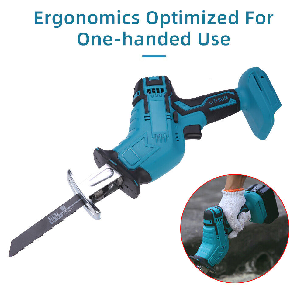 Blue Cordless Electric Reciprocating Saw Cutter with Blades without battery