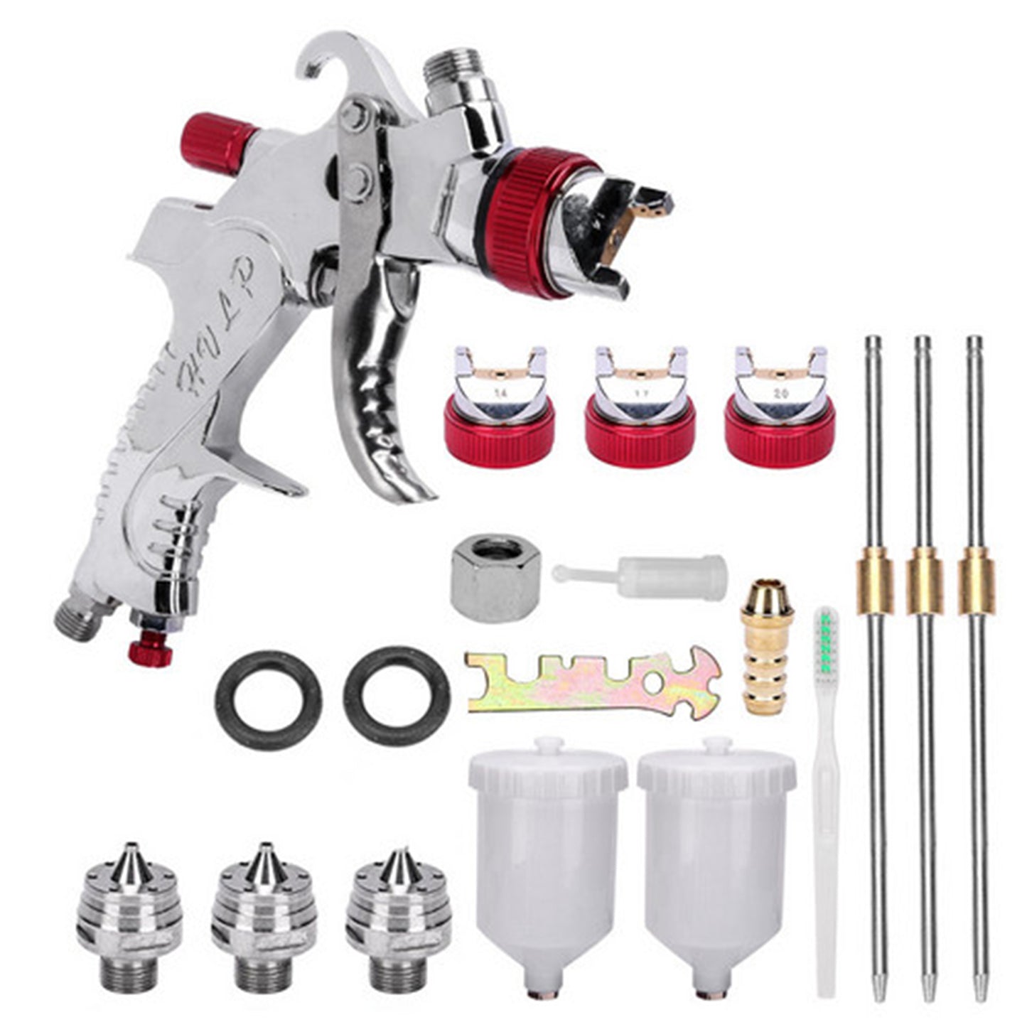 Spray Gun Kit HVLP Gravity Feed Air Paint Sprayer 3 Nozzles 1.4mm 1.7mm 2mm