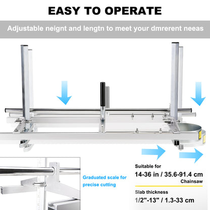 Chainsaw Mill For Saws 14"-36" Bar Furniture Making Wood Cutting Aluminum Steel