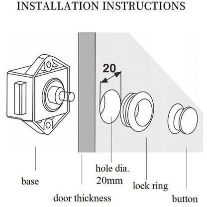 5PCS Push Button Drawer Cupboard Door Catch Lock Caravan Van Cabinet Latch Knob