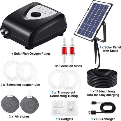 Solar Pond Pump Air Pump Solar Powered Pool Fish Tank Oxygenator Oxygen Aerator