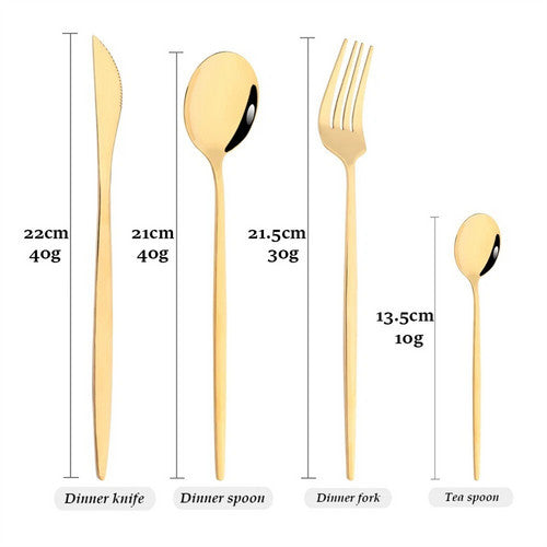 24pc Elegant Stainless Steel Gold Flatware Set Classic Knife Fork Spoon Gift Set