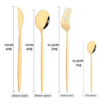 24pc Elegant Stainless Steel Gold Flatware Set Classic Knife Fork Spoon Gift Set