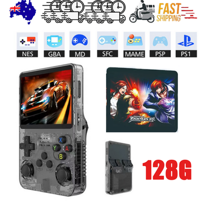 Gray Portable  Retro Handheld Game Console 128GB 10000+ Games Retro Handheld Games